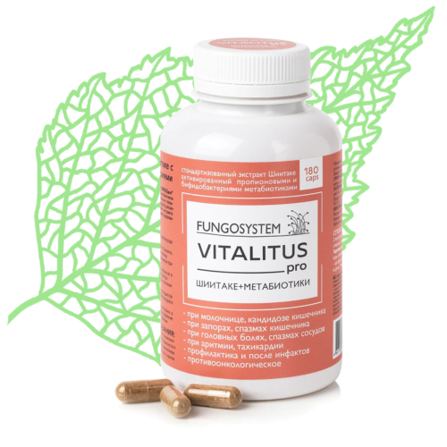 Купить ВИТАЛИТУС про (VITALITUS pro) — Экстракт Шиитаке с метабиотиками | Сиб-КруК ВИТАЛИТУС про (VITALITUS pro) Экстракт Шиитаке с метабиотиками